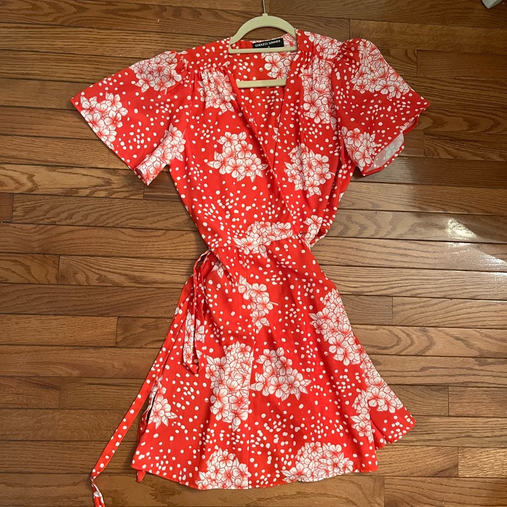 Endless Summer red floral wrap dress